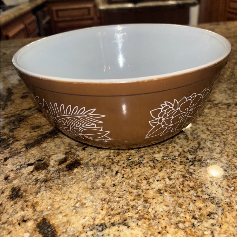 VTG Pyrex Woodland 403 Brown Floral Flower 2.5L Cinderella 2.5 L Mixing Bowl - Picture 4 of 7